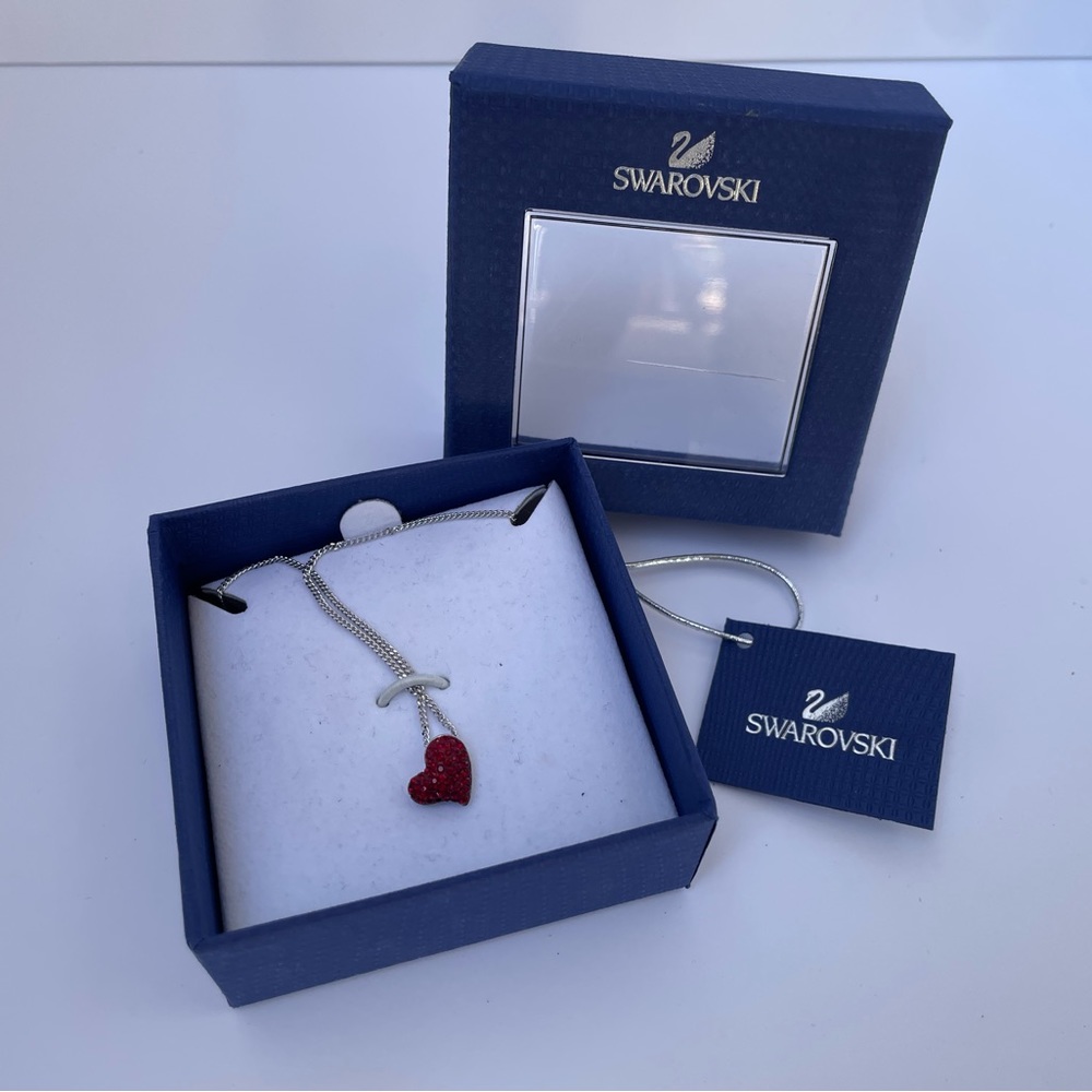Swarovski Red Crystal Heart Necklace! With box!